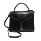Pre-Owned Saint Laurent Cassandra Bag Black Crocodile Embossed with Silver Hardware