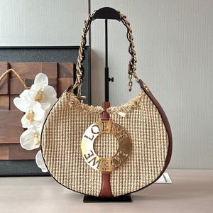 Pre-Owned LOEWE Joyce Raffia & Leather Shoulder Bag