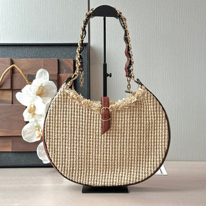Pre-Owned LOEWE Joyce Raffia & Leather Shoulder Bag