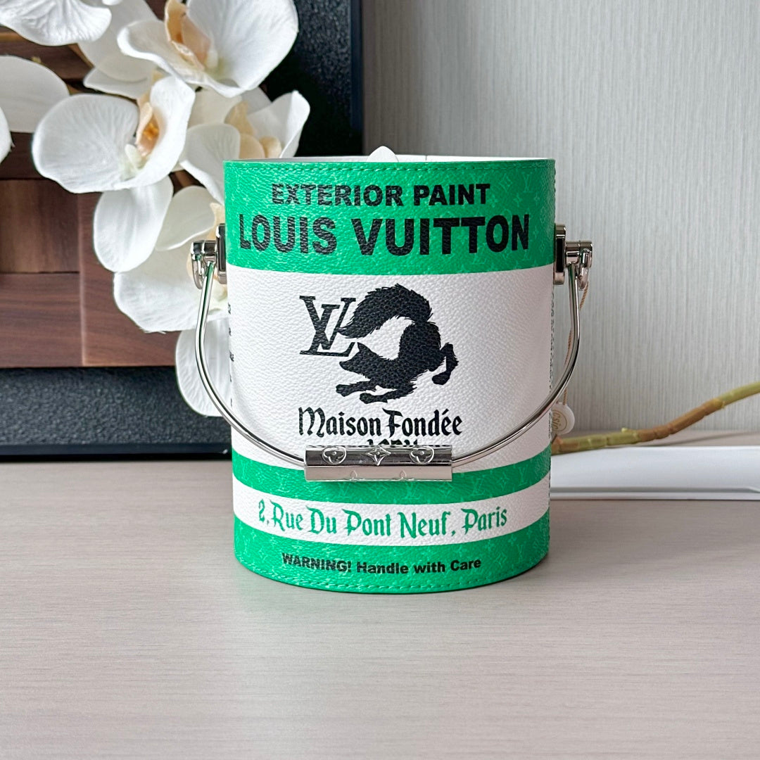✨Pre-Owned LOUIS VIRGIL ABLOH Paint Can Green & White Handbag 🎨 | Limited Edition FW22 | RFID Chip | M81592 💫