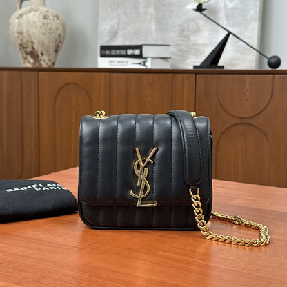 Pre-Owned Saint Laurent Vicky Bag Black with Gold Hardware