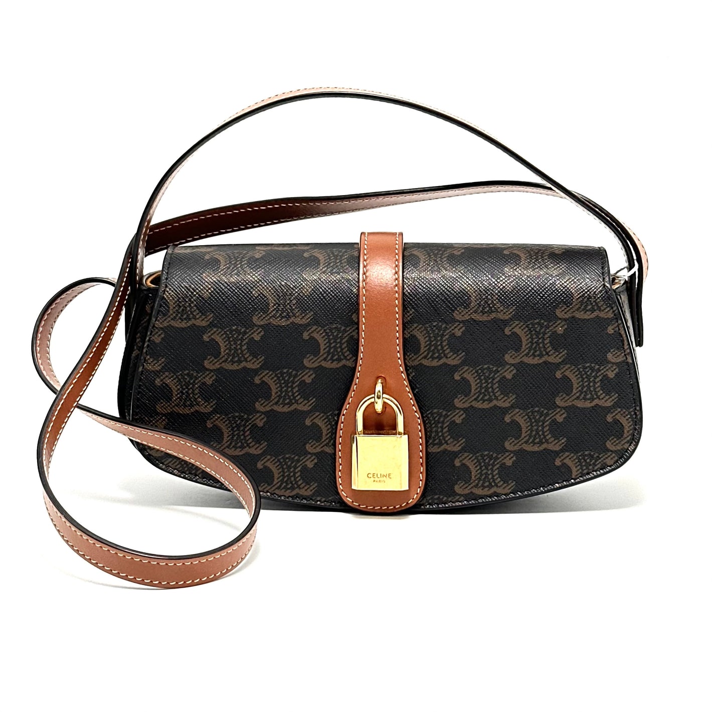 Pre-Owned Celine Tabou Bag Triomphe Canvas with Gold Hardware