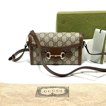 Pre-Owned Gucci Horsebit 1955 Mini Bag GG Canvas