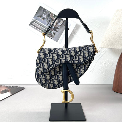 Pre-Owned Dior Saddle Bag Mini Blue Oblique Embroidery