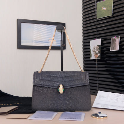 Pre-Owned BVLGARI Serpenti Forever Bag Carung with Gold Hardware