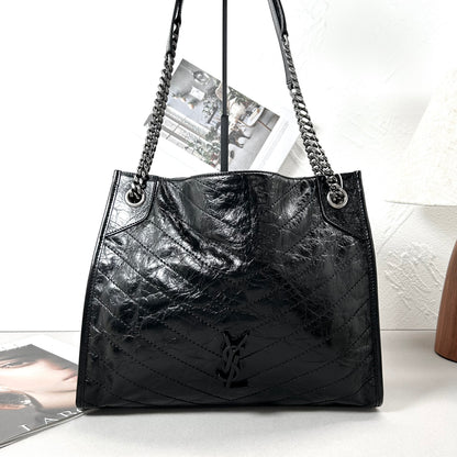 Pre-Owned Saint Laurent Niki Shopping Bag Medium Black with Silver Hardware