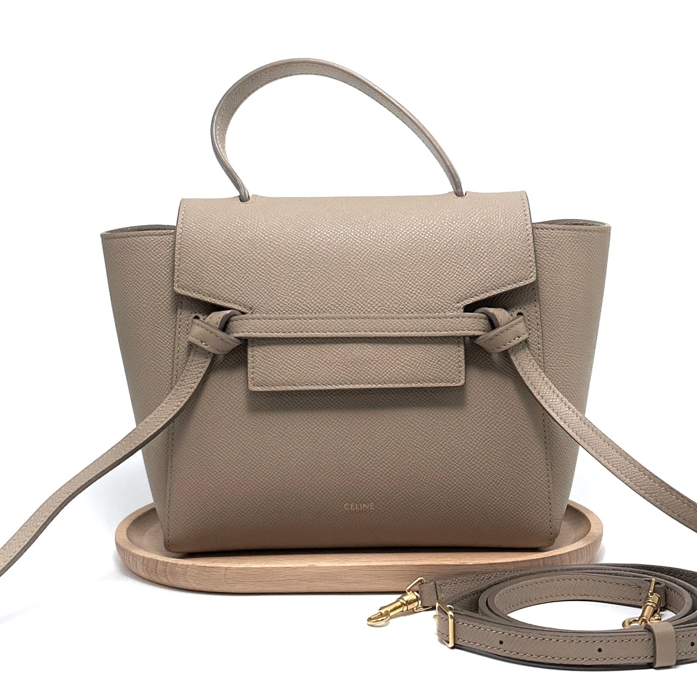 Pre-Owned Celine Belt Bag Small Taupe with Gold Hardware