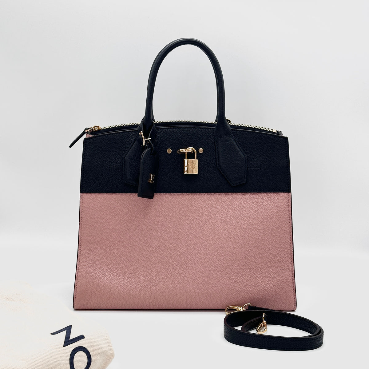 Pre-Owned Louis Vuitton City Steamer PM Bag Black and Pink with Gold Hardware