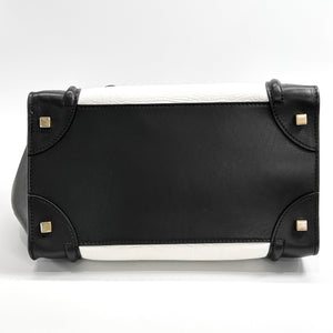 Pre-Owned Celine Luggage Tote Bag Black and White with Gold Hardware