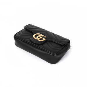 Pre-Owned Gucci GG Marmont Mini Bag Black with Gold Hardware