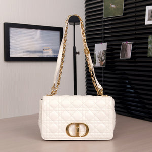 Pre-Owned Dior Soft Caro Bag Medium Ivory with Gold Hardware