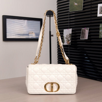 Pre-Owned Dior Soft Caro Bag Medium Ivory with Gold Hardware