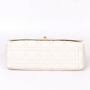 Pre-Owned Dior Soft Caro Bag Medium Ivory with Gold Hardware