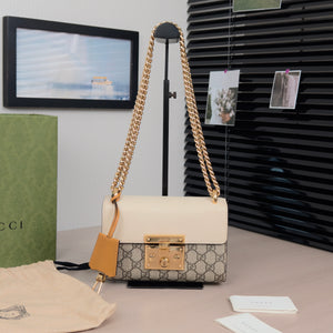 Pre-Owned Gucci Padlock Small Bag GG Canvas with Gold Hardware