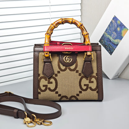 Pre-Owned Gucci Bamboo 1947 Bag GG Canvas with Leather