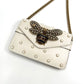 Pre-Owned Gucci Pearl Bee Shoulder Bag White with Gold Hardware