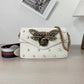 Pre-Owned Gucci Pearl Bee Shoulder Bag White with Gold Hardware