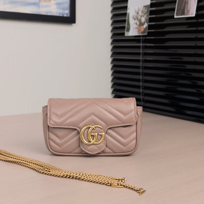 Pre-Owned Gucci GG Marmont Mini Bag with Gold Hardware