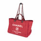 Pre-Owned Chanel Canvas Tote Bag Red with Silver Hardware