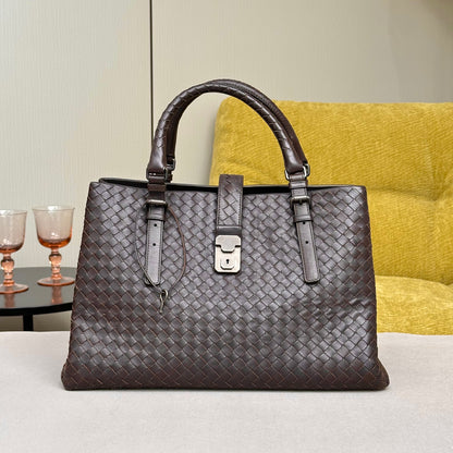 Pre-Owned Bottega Veneta Intrecciato Roma Bag Dark Brown