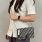 Pre-Owned Dior Saddle Bag Medium Oblique Canvas with Gold Hardware