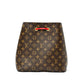 Pre-Owned Louis Vuitton Monogram Bucket Bag with Red Trim
