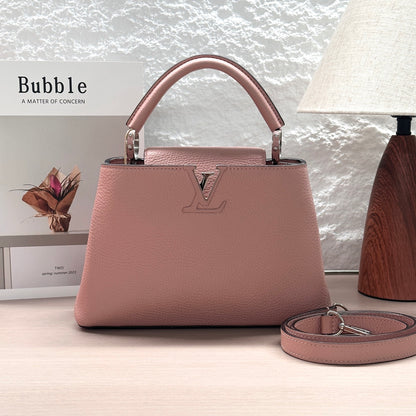 Pre-Owned Louis Vuitton Capucines BB Bag Pink with Silver Hardware