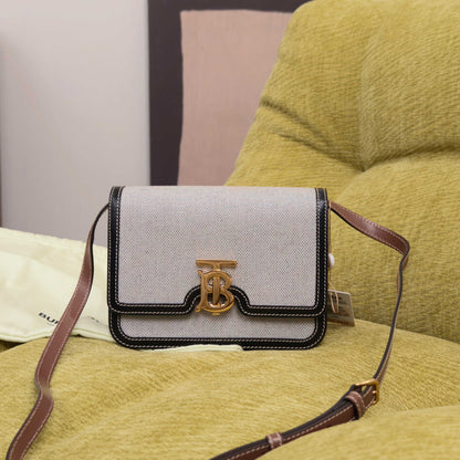 Pre-Owned Burberry TB Bag Canvas with Leather