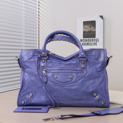 Pre-Owned Balenciaga Le City Medium Bag Purple with Silver Hardware
