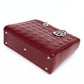 Pre-Owned Dior Lady Dior Bag Red Patent with Silver Hardware