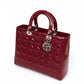 Pre-Owned Dior Lady Dior Bag Red Patent with Silver Hardware