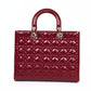 Pre-Owned Dior Lady Dior Bag Red Patent with Silver Hardware