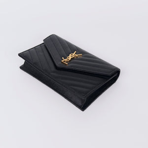 Pre-Owned Saint Laurent V-Shape WOC Bag Black with Gold Hardware