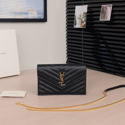 Pre-Owned Saint Laurent V-Shape WOC Bag Black with Gold Hardware