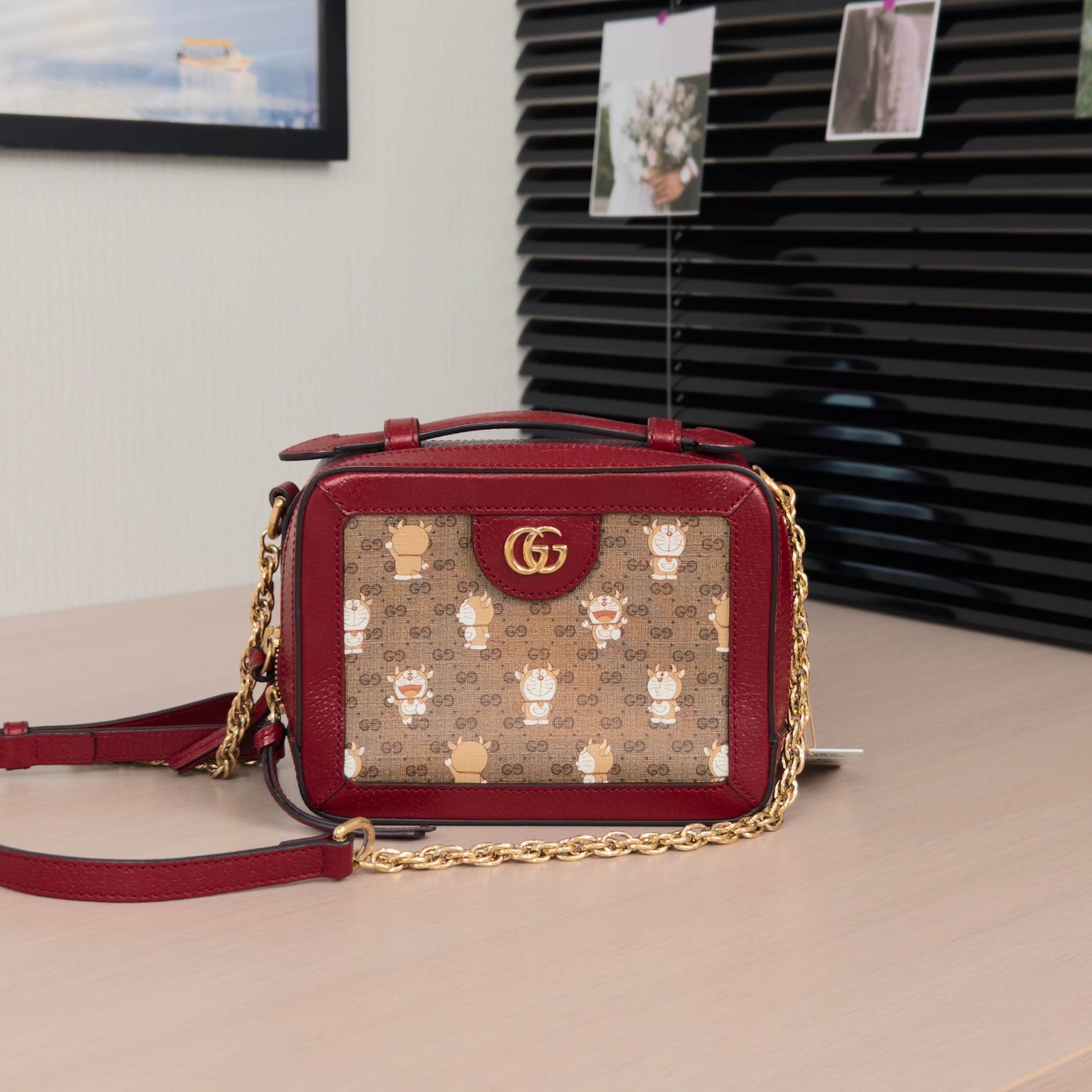 Pre-Owned Gucci Doraemon Limited Edition Camera Bag Red with Gold Hardware