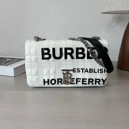 Pre-Owned Burberry Lola Shoulder Bag White with Silver Hardware
