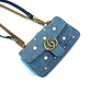Pre-Owned Gucci GG Marmont 22 Bag Blue Denim with Gold Hardware and Pearls
