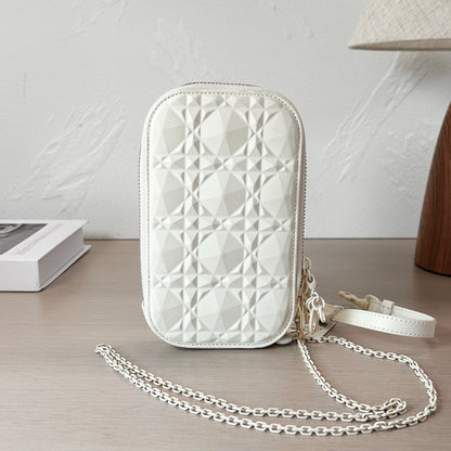 Pre-Owned Dior Cannage Phone Bag Cream with Gold Hardware