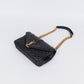 Pre-Owned Saint Laurent Black Leather Messenger Bag with Gold Hardware