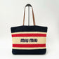 Pre-Owned Miu Miu Raffia Color-Block Woven Tote Bag