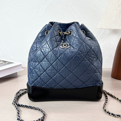 Pre-Owned Chanel Gabrielle Backpack Blue Quilted