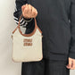 Pre-Owned Miu Miu Ivy Mini Canvas & Leather Tote Bag