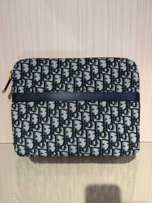 Pre-Owned Dior Oblique Clutch Bag Blue Canvas
