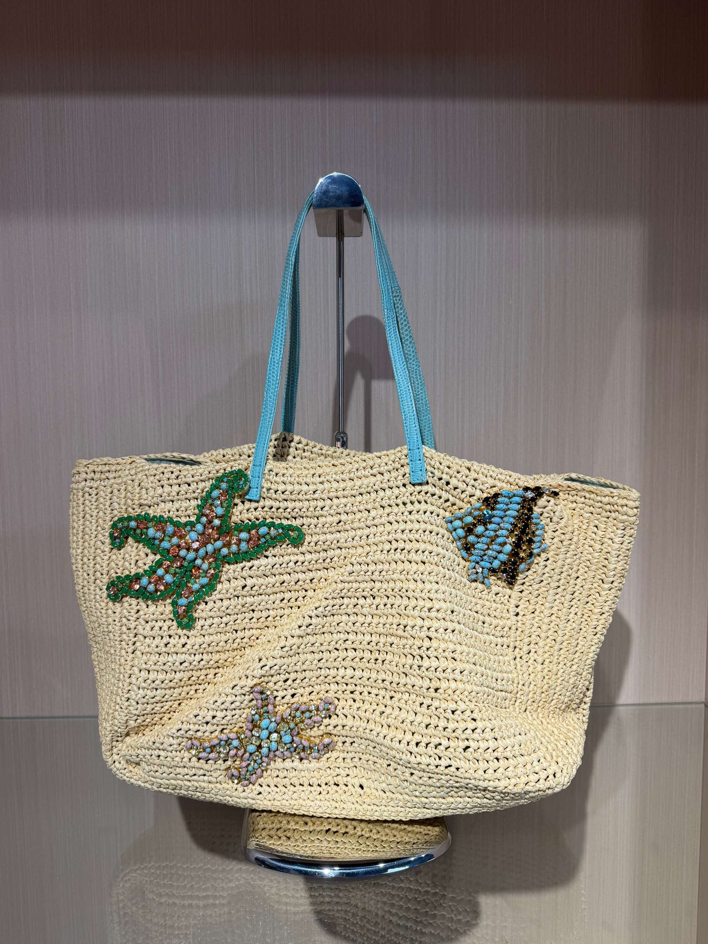 Pre-Owned Fendi Woven Beaded Tote Bag