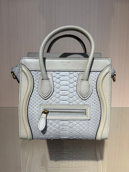 Pre-Owned Celine Nano Luggage Bag Snakeskin Tricolor