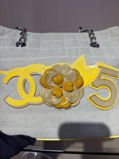 Pre-Owned Chanel Camellia Canvas Tote Bag