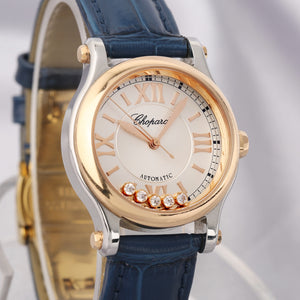 ✨Pre-Owned CHOPARD Happy Sport 30mm Automatic Watch 💎 | 18k Rose Gold & Steel | 5 Floating Diamonds | Full Set 2020 | 278573-6013 💫