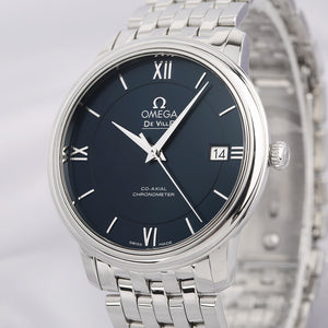 ✨Pre-Owned OMEGA De Ville Co-Axial 36.8mm Blue Dial Watch 💙 | Full Set 2016 Box & Card | 424.10.37.20.03.001 💫