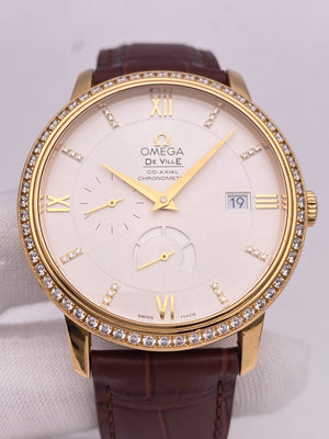 ✨Pre-Owned OMEGA De Ville Co-Axial 39.5mm 18K Rose Gold Watch 🥂 | Diamond Bezel & Diamond Markers | Power Reserve | 424.58.40.21.52.002 💫
