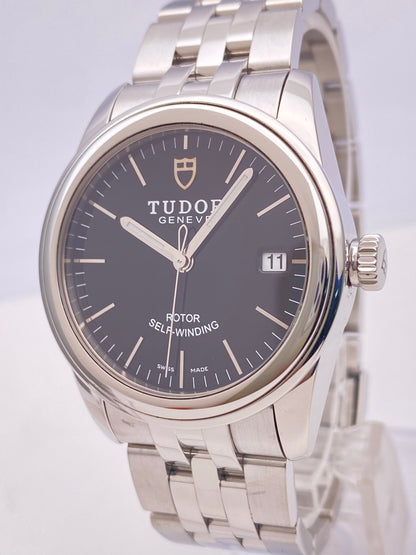 ✨Pre-Owned TUDOR Glamour Date Automatic 36mm Black Dial Watch 🖤 | Full Set 2016 Box & Card | M55000-0007 💫